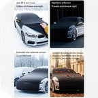 All-season universal semi car cover with portable design, compatible with various vehicle models. Effectively blocks sunlight, prevents snow and falling leaves. Enjoy an extra 10 minutes of sleep every day. Hassle-free car protection all year round.