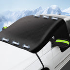 Four-Season Protection, Oxford Cloth Snow & Windshield Cover, Extra-Large Size, Sturdy and Frost-Resistant / 6-Magnet Oxford Cloth Front Shield + Side Window Cover + Windproof Straps + Green ive Strip