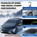 Four-Season Protection, Oxford Cloth Snow & Windshield Cover, Extra-Large Size, Sturdy and Frost-Resistant / 6-Magnet Oxford Cloth Front Shield + Side Window Cover + Windproof Straps + Orange Reflective Strip