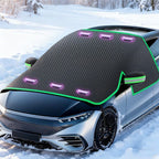 Four-Season Protection, Oxford Cloth Snow & Windshield Cover, Extra-Large Size, Sturdy and Frost-Resistant / 6-Magnet Oxford Cloth Front Shield + Side Window Cover + Windproof Straps + Orange Reflective Strip