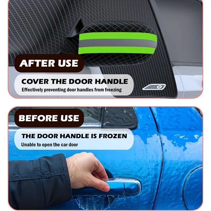 Multi-Vehicle Compatible, Four-Season Protection, Oxford Cloth Snow & Windshield Cover, Extra-Large Size, Sturdy and Frost-Resistant / 6-Magnet Front Shield + Side Window Cover + Windproof Straps + Upgraded Orange Edge Trim, 4 Straps