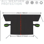 Multi-Vehicle Compatible, Four-Season Protection, Oxford Cloth Snow & Windshield Cover, Extra-Large Size, Sturdy and Frost-Resistant / 6-Magnet Front Shield + Side Window Cover + Windproof Straps + Upgraded Orange Edge Trim, 4 Straps