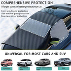 Multi-Vehicle Compatible, Four-Season Protection, Oxford Cloth Snow & Windshield Cover, Extra-Large Size, Sturdy and Frost-Resistant / 6-Magnet Front Shield + Side Window Cover + Windproof Straps + Upgraded green Edge Trim, 4 Straps