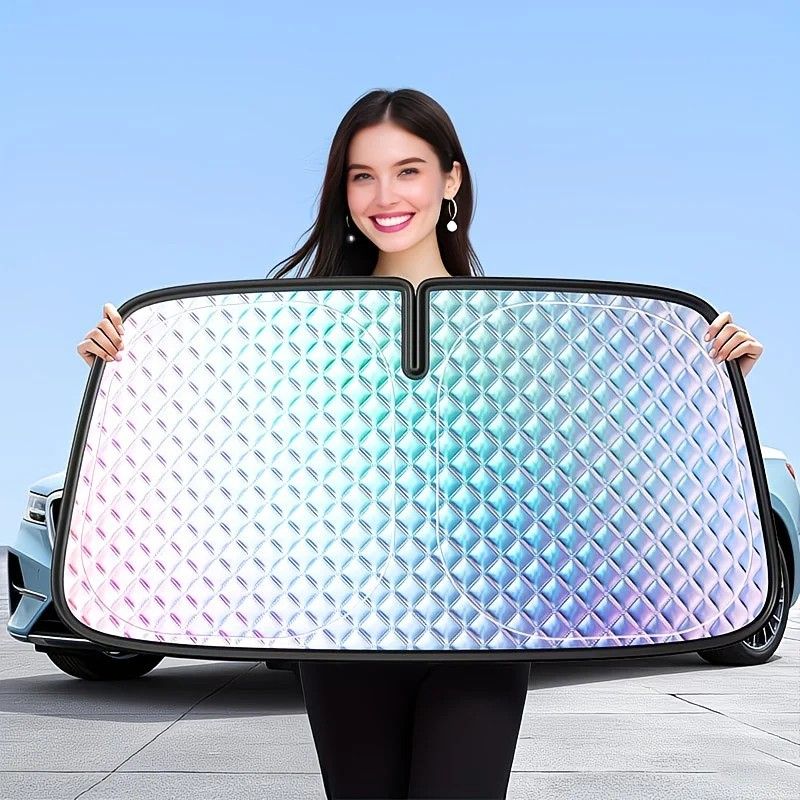 Car Sunshade: Laser Reflective Coating for Scientific Sun Protection, Dual-Layer Heat Insulation with Seamless Fit, Quick Cooling After Sun Exposure, Protects Interior from Aging.