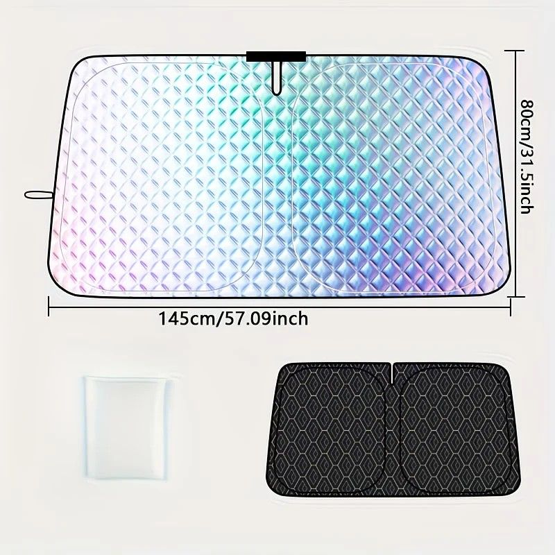 Car Sunshade: Laser Reflective Coating for Scientific Sun Protection, Dual-Layer Heat Insulation with Seamless Fit, Quick Cooling After Sun Exposure, Protects Interior from Aging.