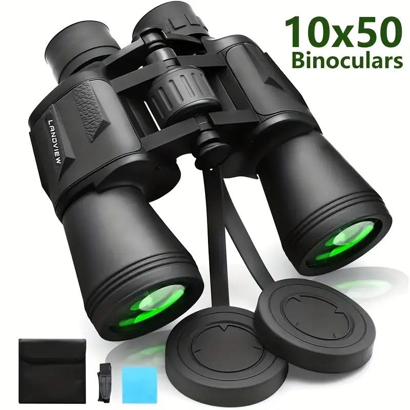 10x50 HD Binoculars - Wide Angle Large Eyepiece - Night Vision for Birdwatching Hiking Concerts - Lightweight & Portable(Orange handwheel)