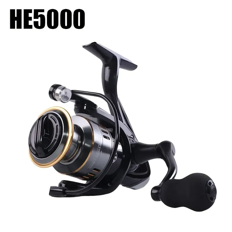 Spinning Reel Fishing Reel, Metal Spool, Metal Handle, 5.2:1 Gear Ratio, 10KG Drag, Smooth and Sensitive Line Output, Left/Right Hand Interchangeable, Rotating Fishing Reel, Suitable for Freshwater and Saltwater(HE5000)