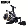 Spinning Reel Fishing Reel, Metal Spool, Metal Handle, 5.2:1 Gear Ratio, 10KG Drag, Smooth and Sensitive Line Output, Left/Right Hand Interchangeable, Rotating Fishing Reel, Suitable for Freshwater and Saltwater(HE7000)