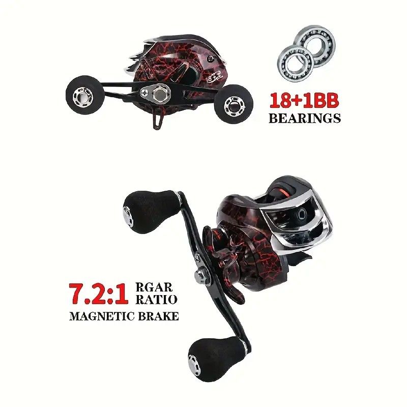 High Speed 18+1BB Baitcasting Reel, Dual Brake System, Max Drag 20lb - Ergonomic Handle, Stainless Steel Durable Spool - Ideal for Carp and Bass Fishing, Suitable for Saltwater and Freshwater, Angler's Choice | Smooth Black Finish(DW121R right hand)