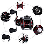 High Speed 18+1BB Baitcasting Reel, Dual Brake System, Max Drag 20lb - Ergonomic Handle, Stainless Steel Durable Spool - Ideal for Carp and Bass Fishing, Suitable for Saltwater and Freshwater, Angler's Choice | Smooth Black Finish(DW121R right hand)