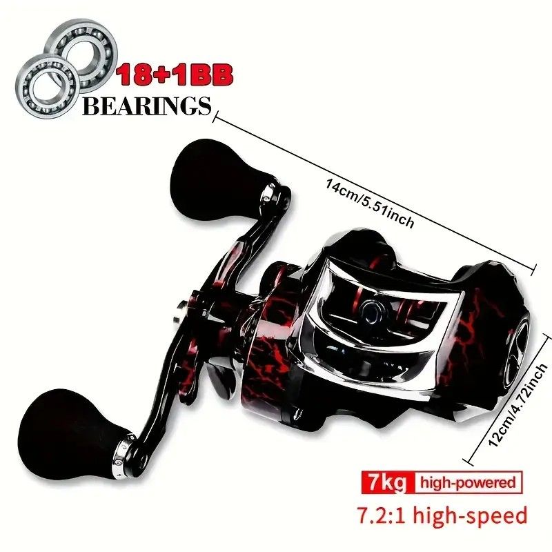 High Speed 18+1BB Baitcasting Reel, Dual Brake System, Max Drag 20lb - Ergonomic Handle, Stainless Steel Durable Spool - Ideal for Carp and Bass Fishing, Suitable for Saltwater and Freshwater, Angler's Choice | Smooth Black Finish(DW121L left hand)