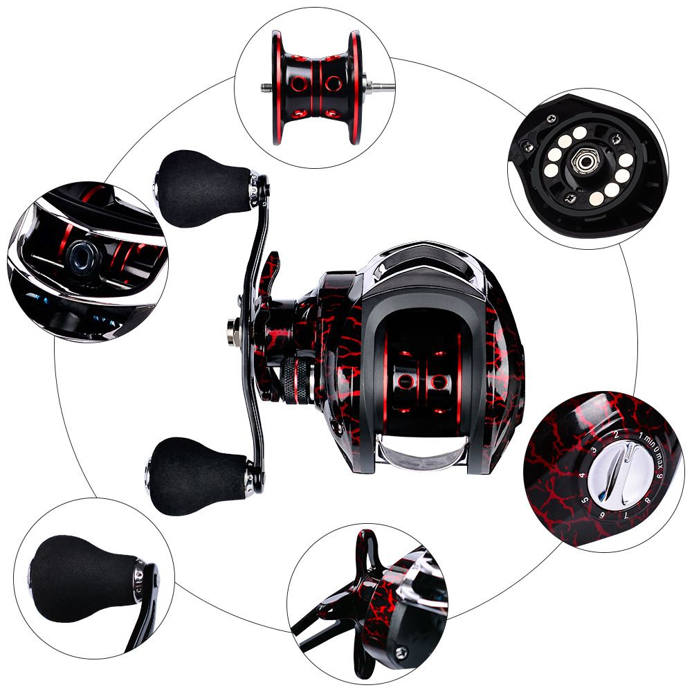 High Speed 18+1BB Baitcasting Reel, Dual Brake System, Max Drag 20lb - Ergonomic Handle, Stainless Steel Durable Spool - Ideal for Carp and Bass Fishing, Suitable for Saltwater and Freshwater, Angler's Choice | Smooth Black Finish(DW121L left hand)