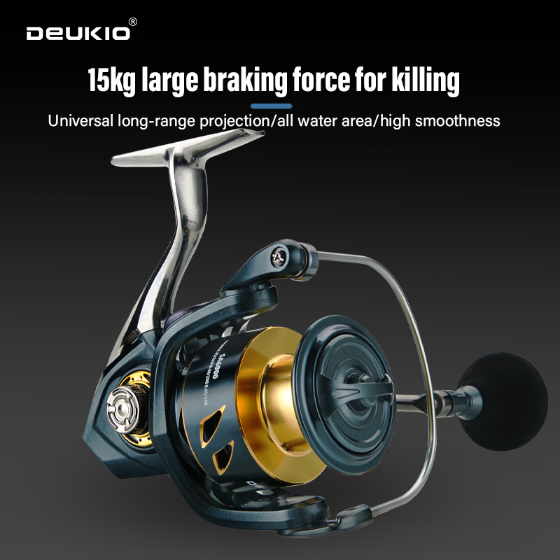 DEUKIO All-Purpose Spinning Reel, 15kg Max Drag + CNC Metal Handle, Zero-Gap Waterproof Design, Ultra-Stable for Landing Big Fish（SA3000)