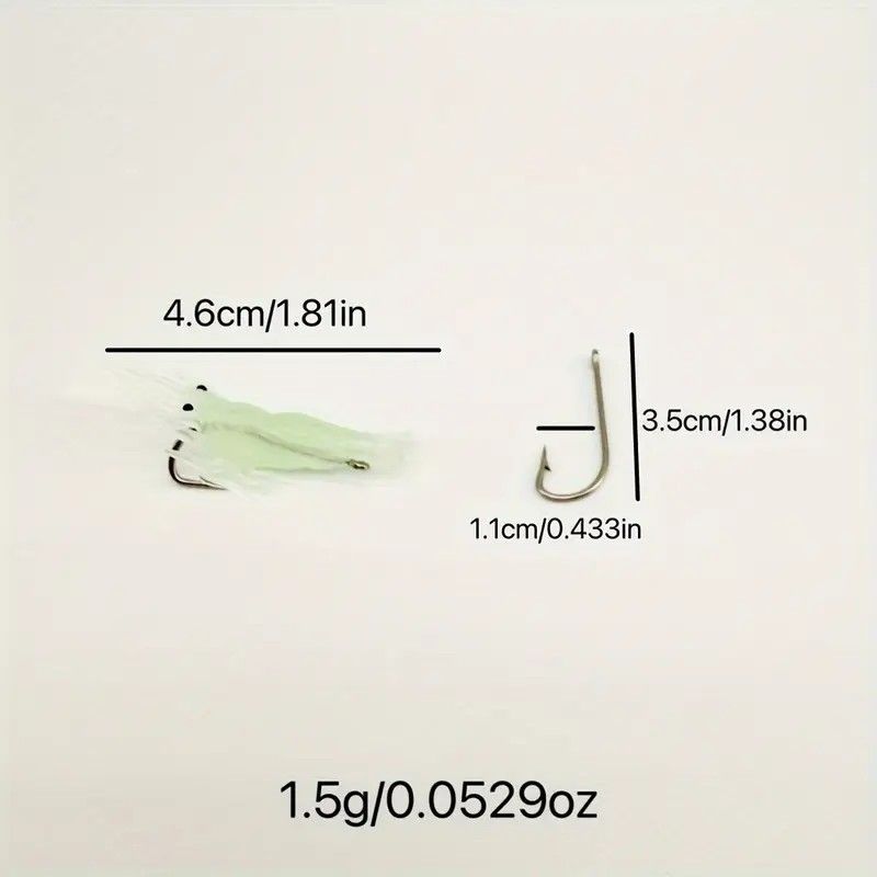 Glow-in-the-Dark Shrimp Lure 20-Piece Box Set | Night Fishing Essential, Soft Plastic Lure with Hooks, Suitable for Freshwater and Saltwater, Ideal for Bass/Trout/Crappie/Walleye/Redfish
