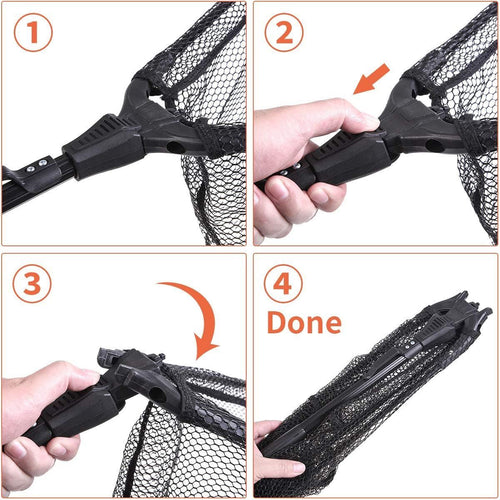 1 Piece Folding Fishing Landing Net, Black, 40 x 70 cm