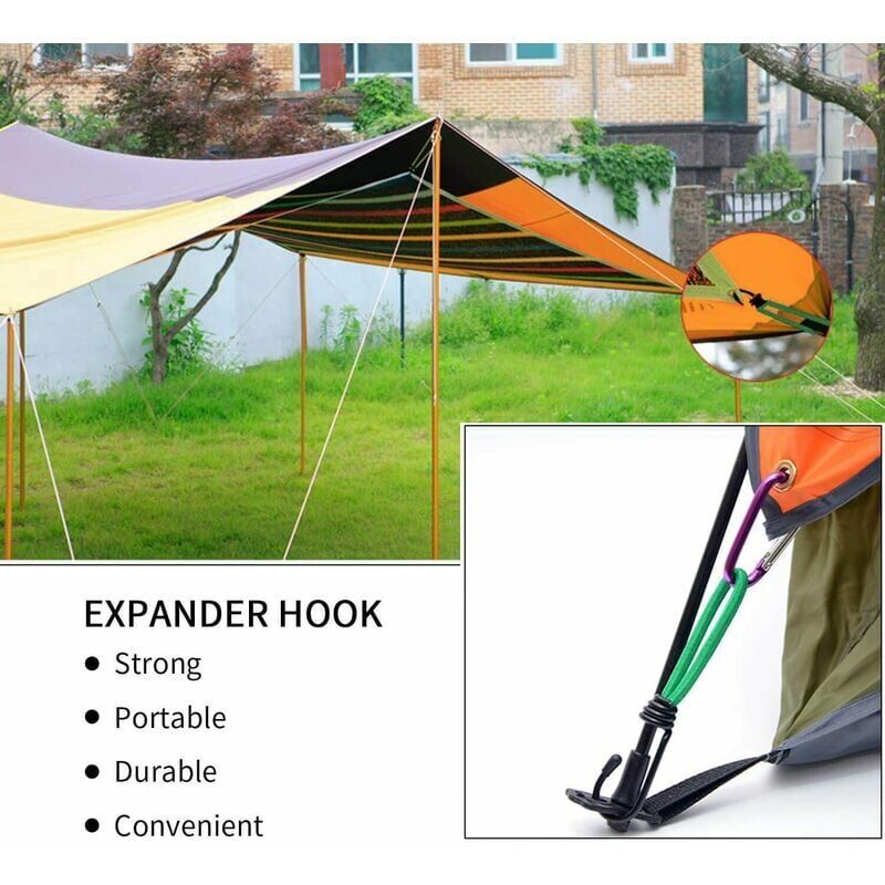 16 Pieces Rubber Straps with Hooks, Tent Rubber Hook, Camping Tent Hook Rubber Strap, for Camping, Tarpaulins, Awnings, Tents--Green