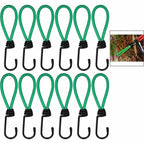 16 Pieces Rubber Straps with Hooks, Tent Rubber Hook, Camping Tent Hook Rubber Strap, for Camping, Tarpaulins, Awnings, Tents--Green
