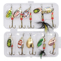 10 pcs MultiColor Fishing Lure Spinners, in Practical Box