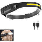 LED Headlamp USB Rechargeable 500 Lumen COB Motion Sensor IPX4 Waterproof for Running Camping Fishing Hunting