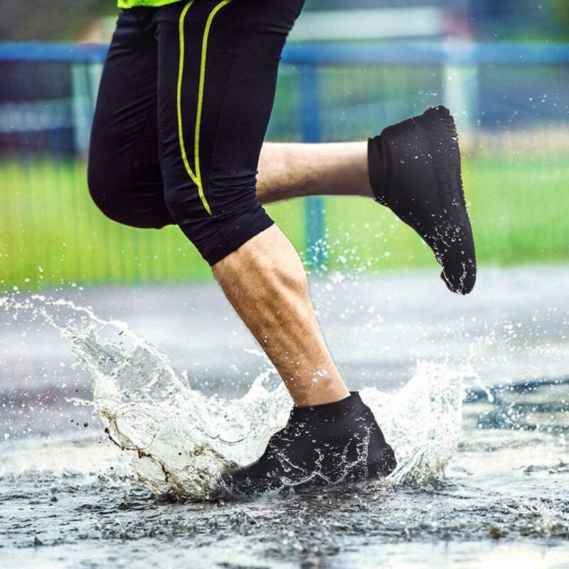 Waterproof Shoe Covers, Reusable Silicone Shoe Covers with Non Slip Reinforced Sole for Rainy and Snowy Days for Men, Women Black L