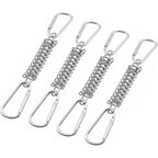 4 Pcs Spring Loop Tension Blind Fixing, Shade Sail Fixings Accessories in Stainless Steel with 4 Helical Springs and 8 Carabiners for Tents, Awnings