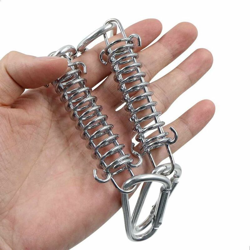4 Pcs Spring Loop Tension Blind Fixing, Shade Sail Fixings Accessories in Stainless Steel with 4 Helical Springs and 8 Carabiners for Tents, Awnings