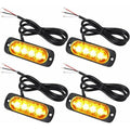 4 Pcs 4 LED Penetration Lights 12 24V Orange LED Rotating Beacon Flashing Lights Emergency Alarm Indicator Strobe Turn Signals Car Ipx-4 for Van