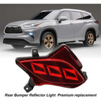 Red Rear Bumper Reflector Light, Brake Light, Position Light and Sequential Turn Signal Compatible with Highlander 2020 to 2023