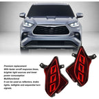 Red Rear Bumper Reflector Light, Brake Light, Position Light and Sequential Turn Signal Compatible with Highlander 2020 to 2023