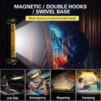 Rechargeable LED Work Light, Magnetic 360 Rotating Inspection Lamp With 6000mAh Battery, For Auto Repair Garage, Yellow, 3000 lm, 51 cm