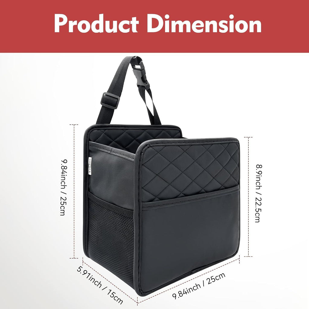 2 Piece Car Trash Can Organizer PU Leather, 8 L