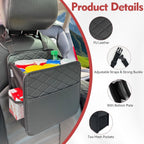 2 Piece Car Trash Can Organizer PU Leather, 8 L