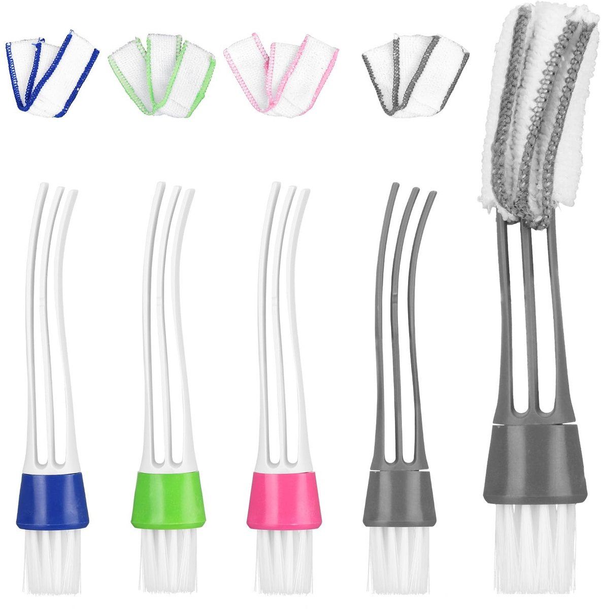 4 Pcs Blind Cleaner Brush with Microfiber Cloth Covers, Double-Sided Dust Removal Cleaning Tool for Window Blinds, Air Conditioner Vents and Car Vents