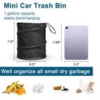 Car Trash Can, 2 Packs Mini Collapsible Pop-up Car Garbage Can, Waterproof Hanging Car Trash Bag with Velcro, Car Trash Bin, Black