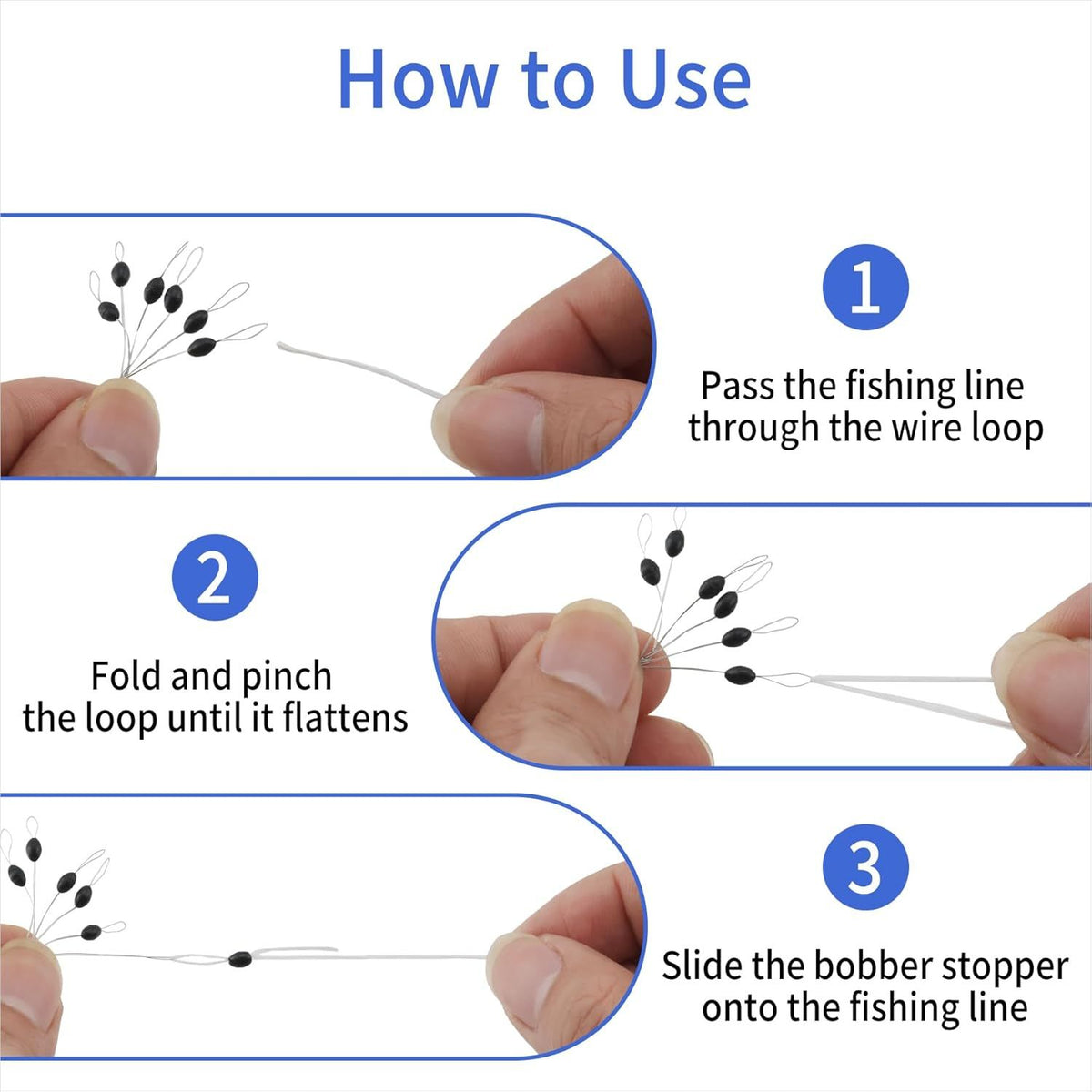 240 Pieces Middle-Sized Fishing Rubber Bobber Beads Stoppers 6 in 1 Black Float Sinker Stops(M)