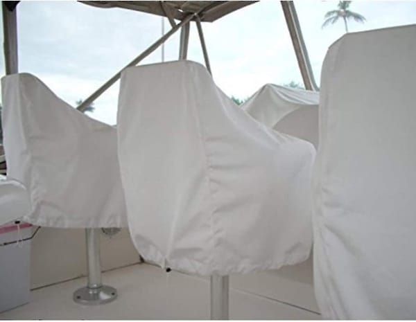 2 Pack Boat Captain Seat Covers, Waterproof 420D Oxford Fabric Pontoon Boat Helm Chair Protective Cover, UV Dust Weather Resistant Marine Pedestal Boat Chair Cover with Adjustable Drawstring