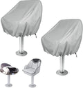 2 Pack Boat Captain Seat Covers, Waterproof 210D Oxford Fabric Pontoon Boat Helm Chair Protective Cover, UV Dust Weather Resistant Marine Boat Pedestal Chair Cover with Drawstring