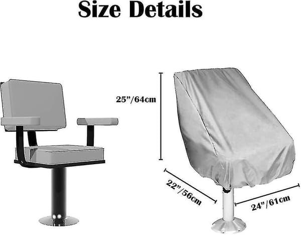2 Pack Boat Captain Seat Covers, Waterproof 210D Oxford Fabric Pontoon Boat Helm Chair Protective Cover, UV Dust Weather Resistant Marine Boat Pedestal Chair Cover with Drawstring