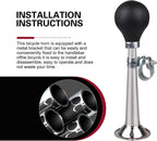Bike Horn, 7.8" Air Horn with Loud Decibel Sound, Classic Squeeze Handlebar Reminder Bell for Adults Kids, Universal Safety Warning Device for Most Mountain Bike Scooter Ebike (Silver)