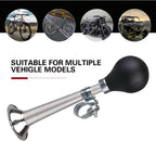 Bike Horn, 7.8" Air Horn with Loud Decibel Sound, Classic Squeeze Handlebar Reminder Bell for Adults Kids, Universal Safety Warning Device for Most Mountain Bike Scooter Ebike (Silver)