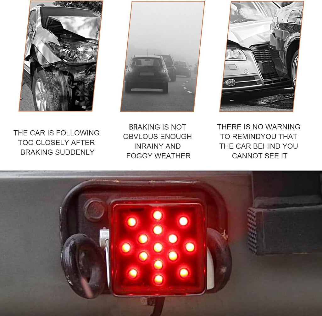 Trailer Brake Light, 15 LED Super Bright Tail Lamp with Anti-vibration Waterproof Housing, Non Flicker Plug and Play Square Bulb, Universal Exterior Lighting Accessory for Towing Truck (Red)