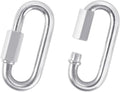 2 Pack M8 D-Shape Silver Metal Screw Lock Carabiner, Chain Hooks for Outdoor Traveling Equipment, Connecting Hammock