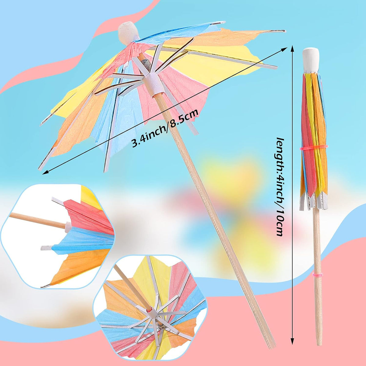 40 Pieces Drink Umbrellas Cocktail Accessories Colorful Tropical Tree Paper Umbrellas Drink Picks Bamboo Toothpicks Handmade for Bar Hawaii Party Decoration Christmas Party Favors(Classic Colors)