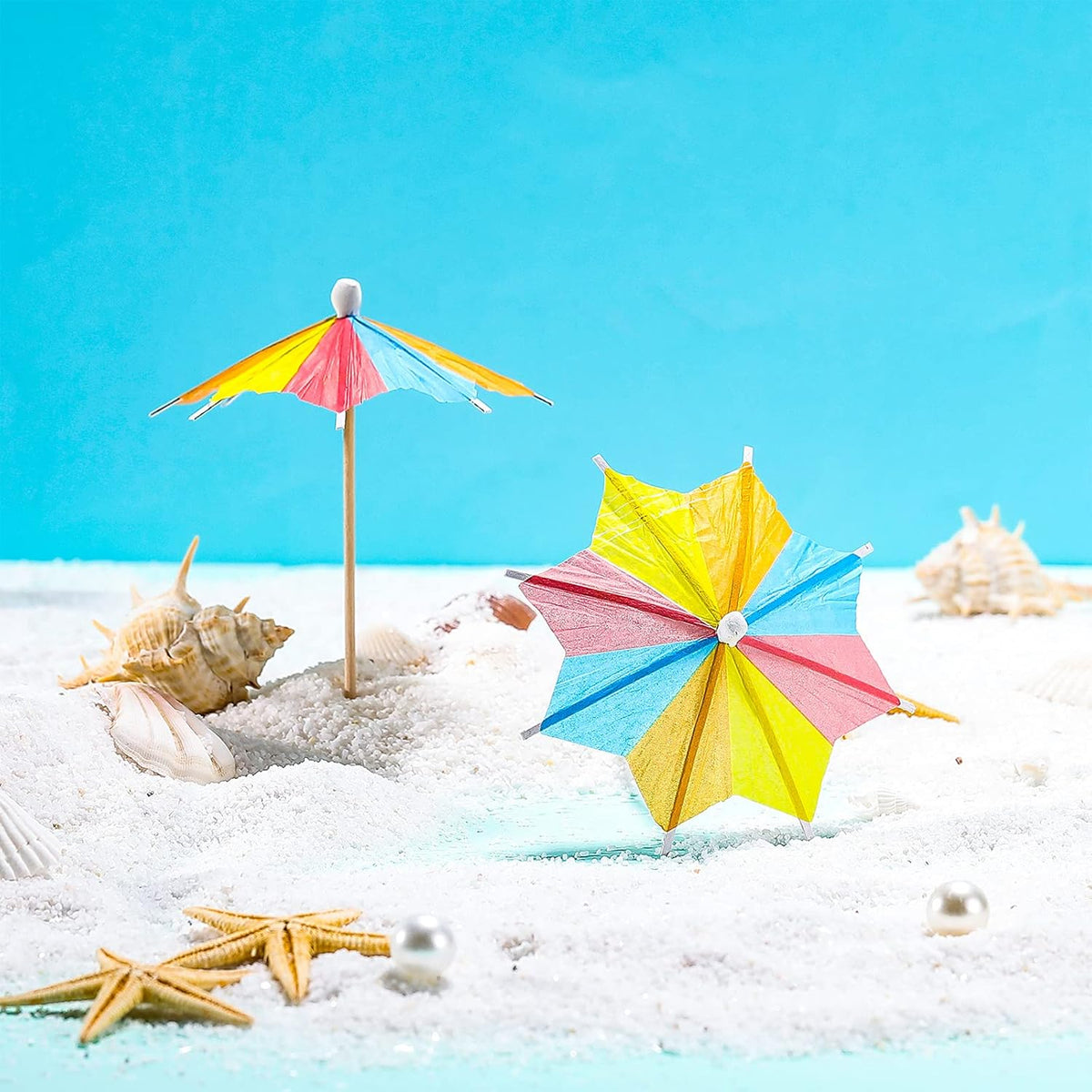 40 Pieces Drink Umbrellas Cocktail Accessories Colorful Tropical Tree Paper Umbrellas Drink Picks Bamboo Toothpicks Handmade for Bar Hawaii Party Decoration Christmas Party Favors(Classic Colors)