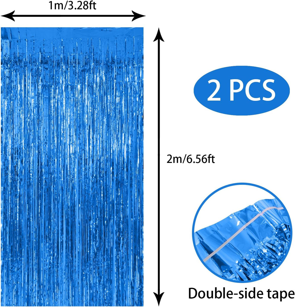 2 Pack Blue Backdrop Streamers Party Decorations Tinsel Fringe Backdrop Ocean Themed Decorations Foil Curtain Blue Birthday Ocean Party Decor Supplies