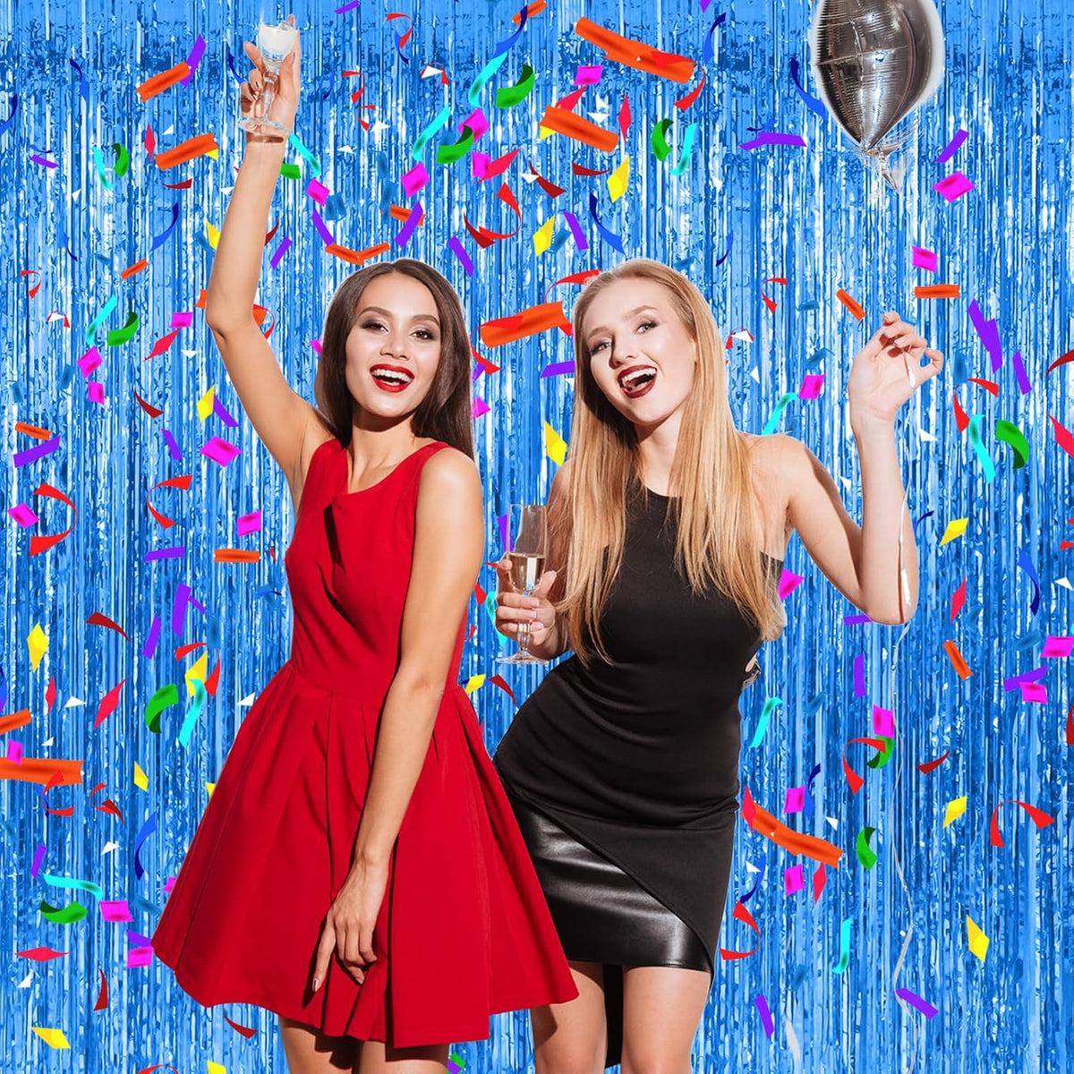 2 Pack Blue Backdrop Streamers Party Decorations Tinsel Fringe Backdrop Ocean Themed Decorations Foil Curtain Blue Birthday Ocean Party Decor Supplies