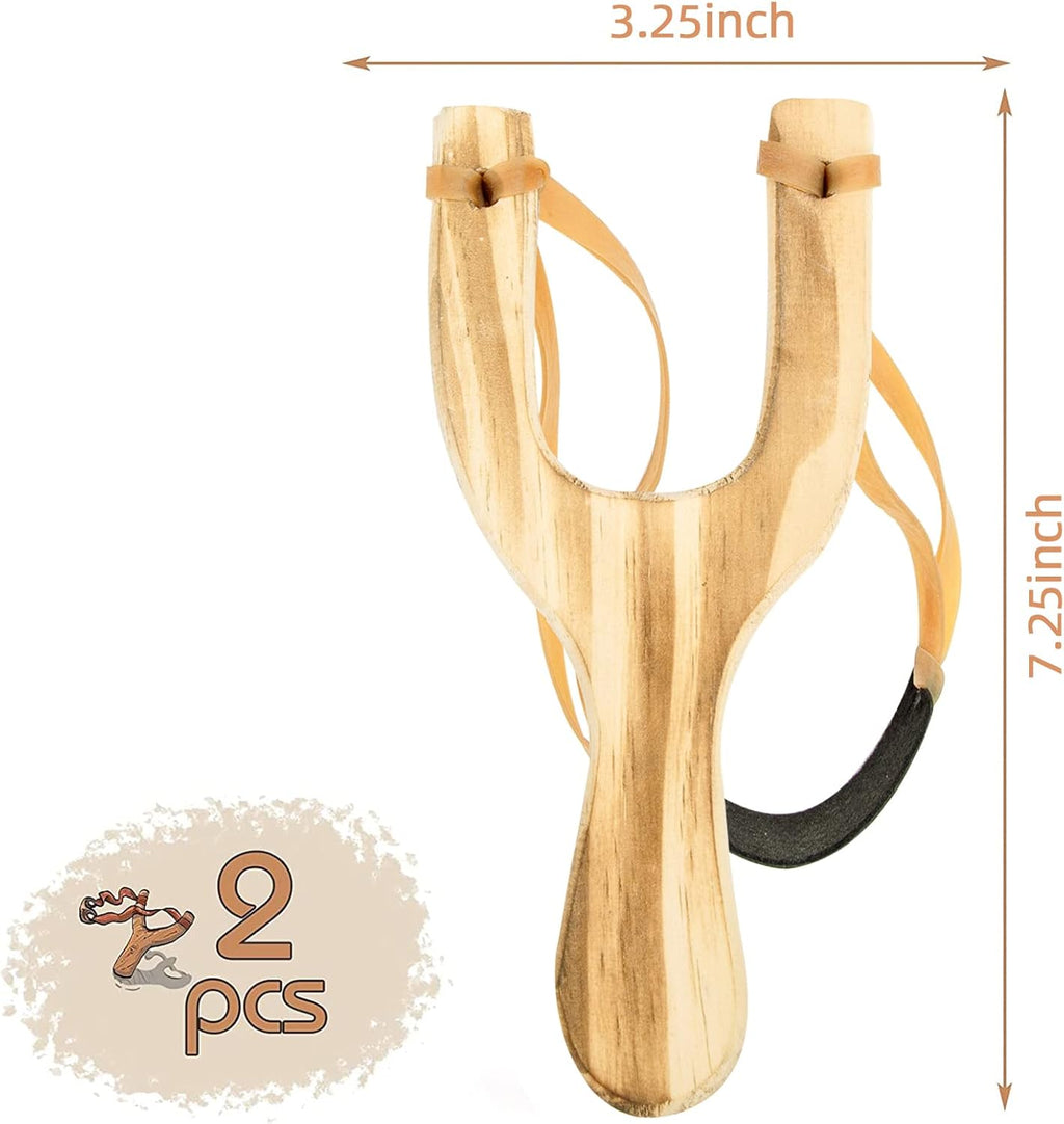Wooden Slingshot, 2PCS Solid Wood Slingshot with Classic Construction for Outdoor Hunting Sports, Camping, Shooting, Hiking for Adults
