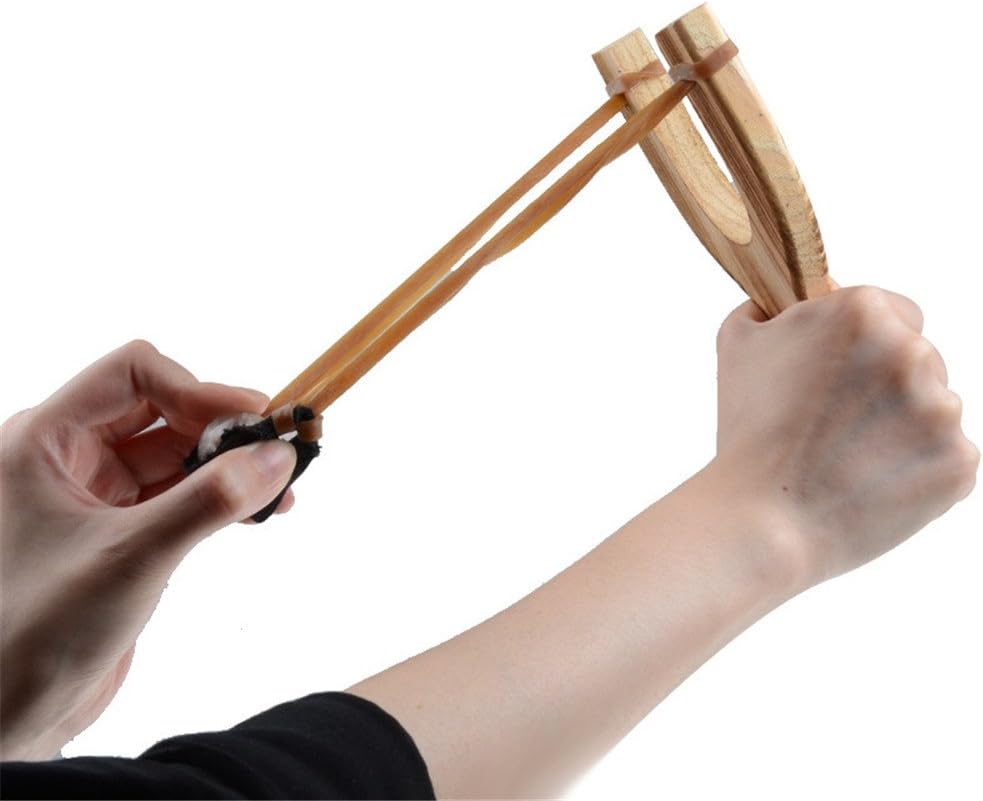 Wooden Slingshot, 2PCS Solid Wood Slingshot with Classic Construction for Outdoor Hunting Sports, Camping, Shooting, Hiking for Adults
