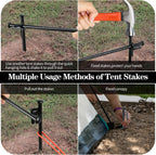 8 Pack 8in Heavy Duty Forged Steel Tent Stakes and Hammer Set, with Storage Pouch, Available in Rocky Place