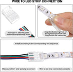 20 Pcs 4 Pin 10 mm LED Strip Connector RGB Lights Waterproof Adapter 22 AWG Wires Connector for Strip Light Unwired Gapless Track 5v 12v 24v